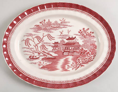 Mandarin Pink (Chelsea, No Trim) 15" Oval Serving Platter