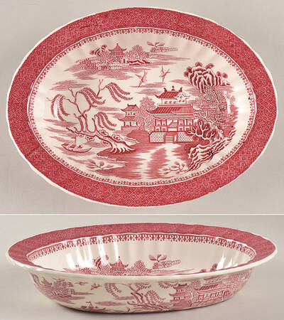 Mandarin Pink (Chelsea, No Trim) 9" Oval Vegetable Bowl