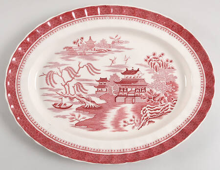 Mandarin Pink (Chelsea, No Trim) 14" Oval Serving Platter