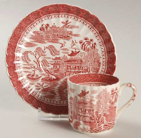 Mandarin Pink (Chelsea, No Trim) Flat Demitasse Cup & Saucer Set