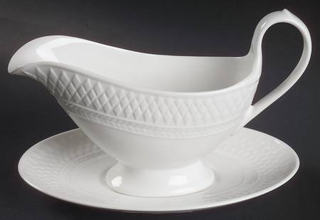Mansard (Bone) Gravy Boat & Underplate