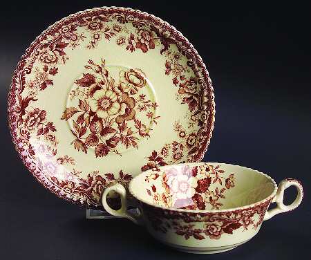 Marina Brown Flat Cream Soup Bowl & Saucer Set