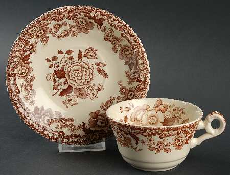 Marina Brown Flat Cup & Saucer Set