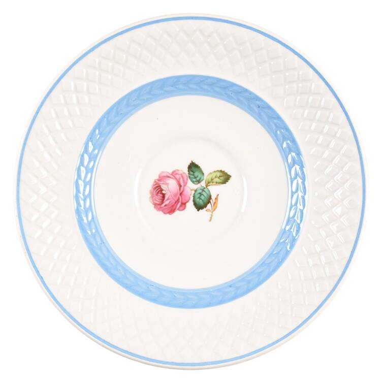 Mansard Rose Blue Laurel Band Saucer