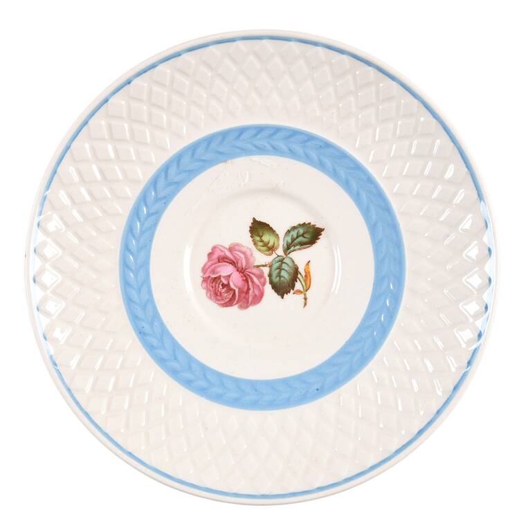 Mansard Rose Blue Laurel Band Saucer for Demitasse Cup