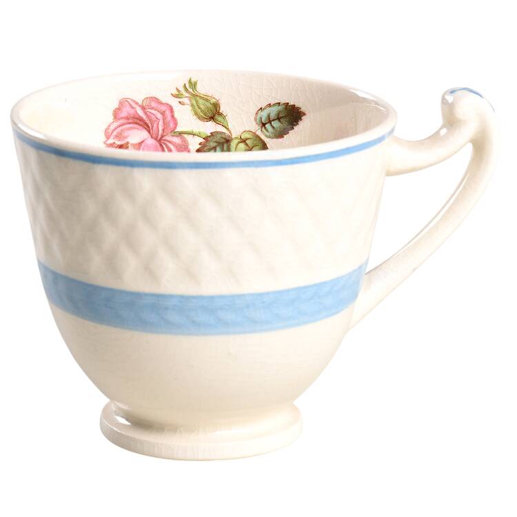 Mansard Rose Blue Laurel Band Footed Demitasse Cup