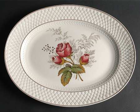 Mansard Rose Red 15" Oval Serving Platter
