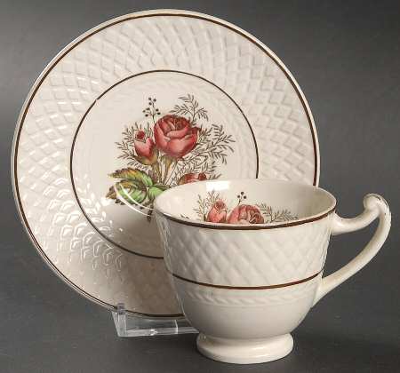 Mansard Rose Red Footed Demitasse Cup & Saucer Set