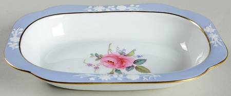 Maritime Rose Blue 9" Oval Vegetable Bowl