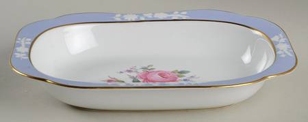 Maritime Rose Blue 9" Oval Vegetable Bowl