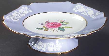 Maritime Rose Blue 8" Diameter Pedestal Cake Stand