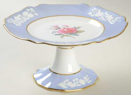 Maritime Rose Blue 8" Diameter Pedestal Cake Stand