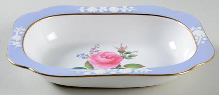 Maritime Rose Blue 8" Oval Vegetable Bowl