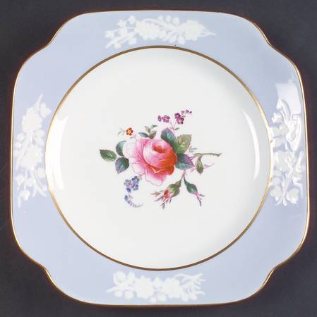 Maritime Rose Blue Square Luncheon Plate