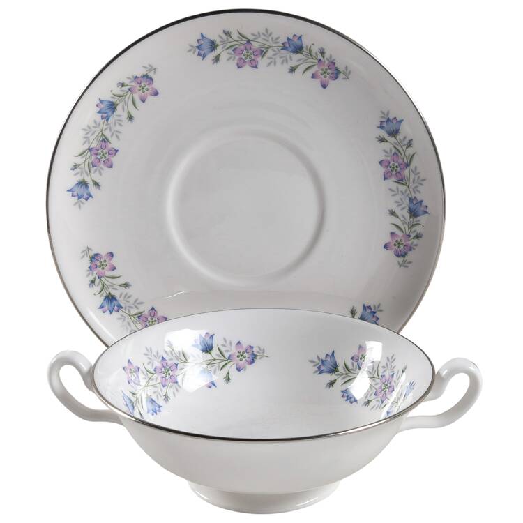 Maytime Footed Cream Soup Bowl & Saucer Set