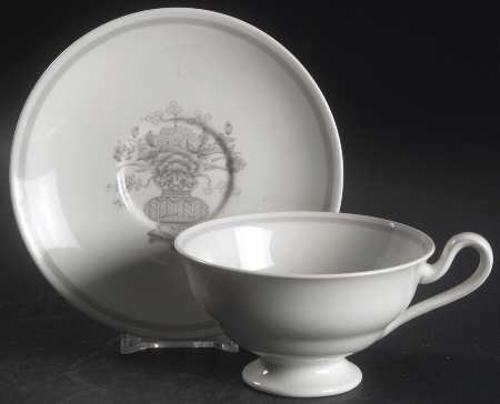 Ming Gray (Smooth, No Trim) Footed Cup & Saucer Set