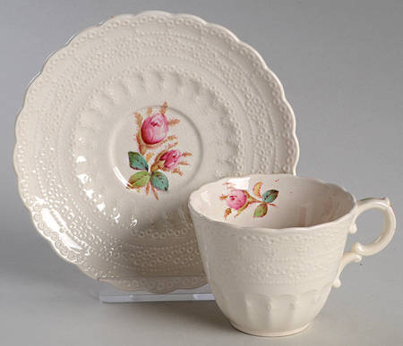 Moss Rose (Jewel Shape) Flat Demitasse Cup & Saucer Set