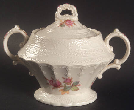 Moss Rose (Jewel Shape) Sugar Bowl & Lid