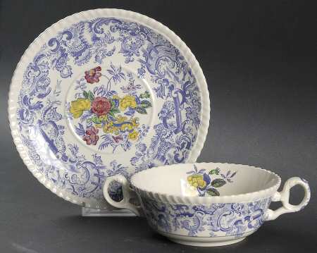 Mulberry Beverly Purple Flat Cream Soup Bowl & Saucer Set