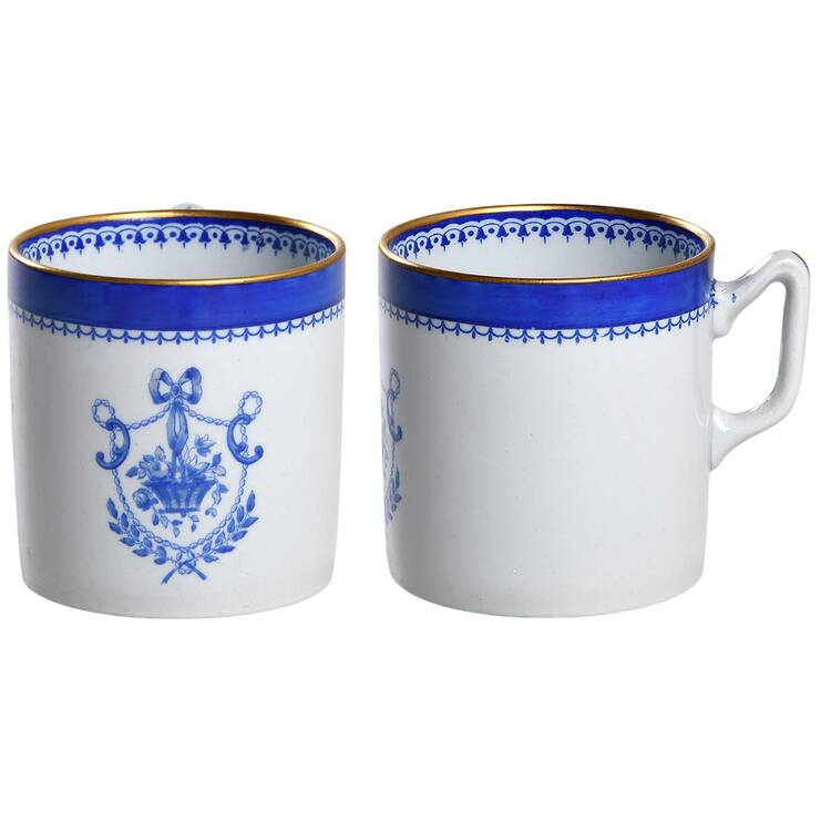Newburyport Blue (Gold Trim) Bond Shape Demitasse Cup and Saucer Set