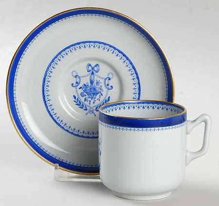 Newburyport Blue (Gold Trim) Footed Demitasse Cup & Saucer Set