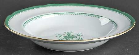 Newburyport Green (Gold Trim, No Verge Line) Large Rim Soup Bowl