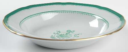 Newburyport Green (Gold Trim, No Verge Line) Rim Soup Bowl