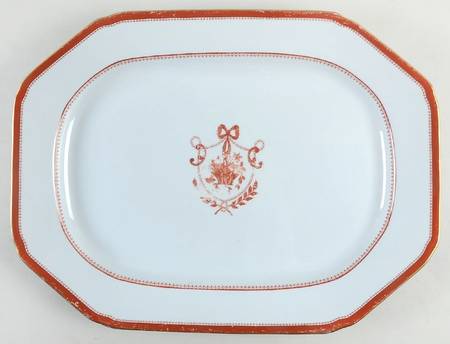 Newburyport Red (Gold Trim) 16" Oval Serving Platter