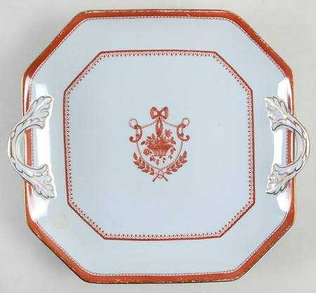 Newburyport Red (Gold Trim) Square Handled Cake Plate