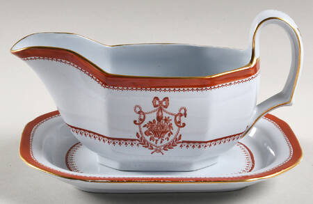 Newburyport Red (Gold Trim) Gravy Boat & Underplate/Relish
