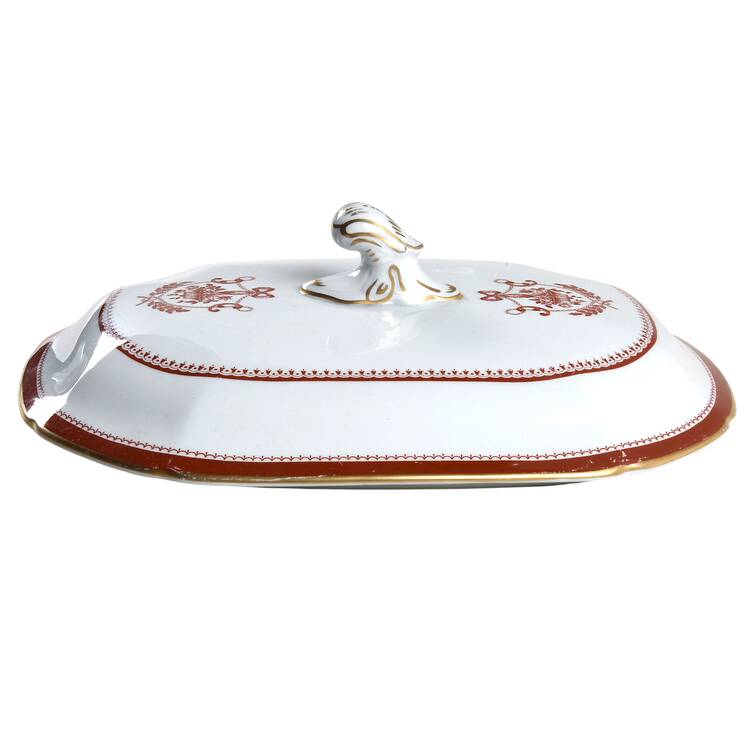 Newburyport Red (Gold Trim) Lid for Oval Vegetable