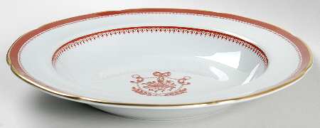 Newburyport Red (Gold Trim) Large Rim Soup Bowl