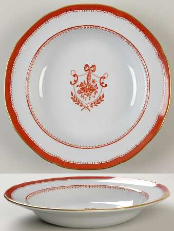 Newburyport Red (Gold Trim) Rim Soup Bowl