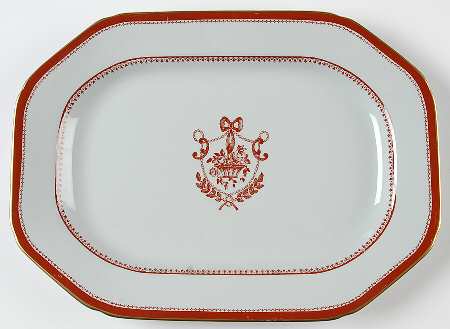 Newburyport Red (Gold Trim) 12" Oval Serving Platter