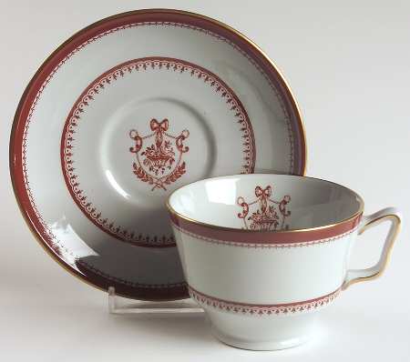Newburyport Red (Gold Trim) Footed Cup & Saucer Set
