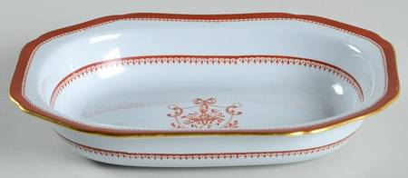 Newburyport Red (Gold Trim) 9" Oval Vegetable Bowl