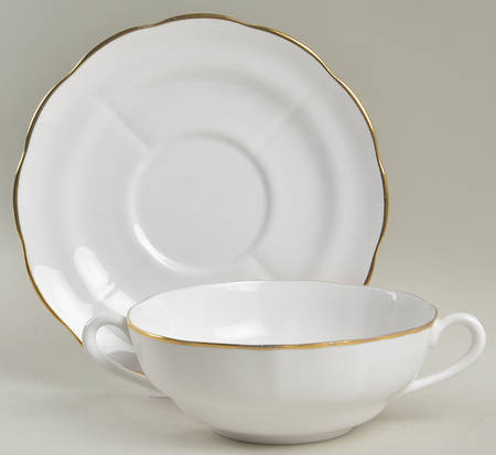 Nordic (Gold Trim) Flat Cream Soup Bowl & Saucer Set