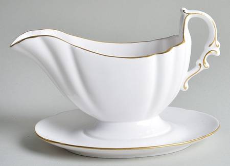 Nordic (Gold Trim) Gravy Boat with Attached Underplate