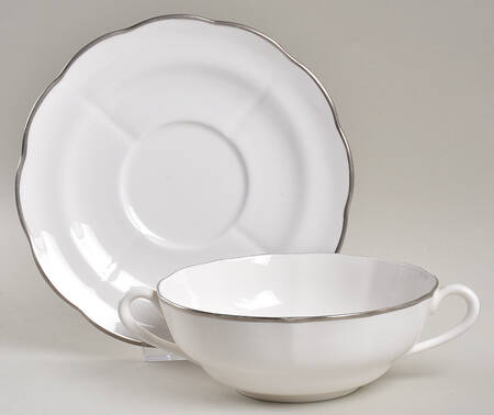 Nordic (Platinum Trim) Flat Cream Soup Bowl & Saucer Set