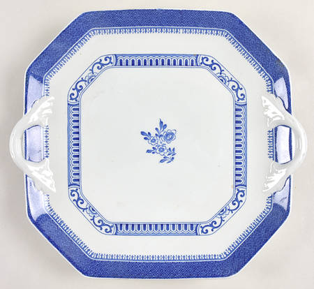 Old Bedford Blue Square Handled Cake Plate