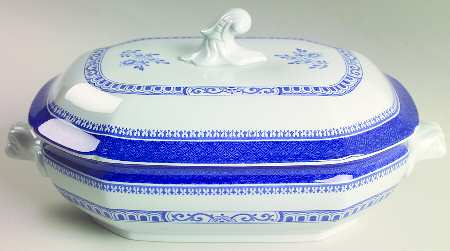 Old Bedford Blue Oval Covered Vegetable