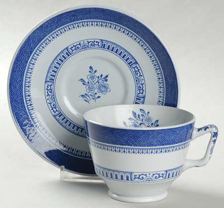 Old Bedford Blue London Shape Footed Cup & Saucer Set