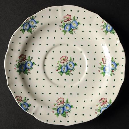 Old Concord Green Dots Saucer for Cream Soup Bowl
