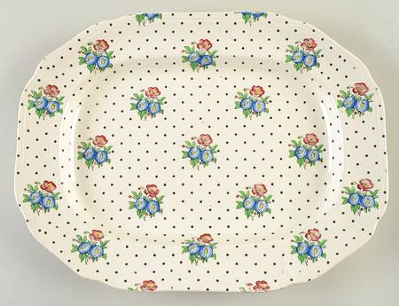 Old Concord Green Dots 12" Oval Serving Platter