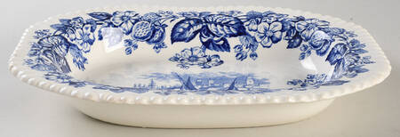 Old Salem Blue 9" Oval Vegetable Bowl