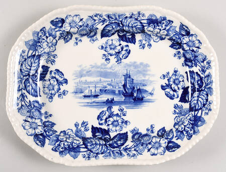 Old Salem Blue 12" Oval Serving Platter