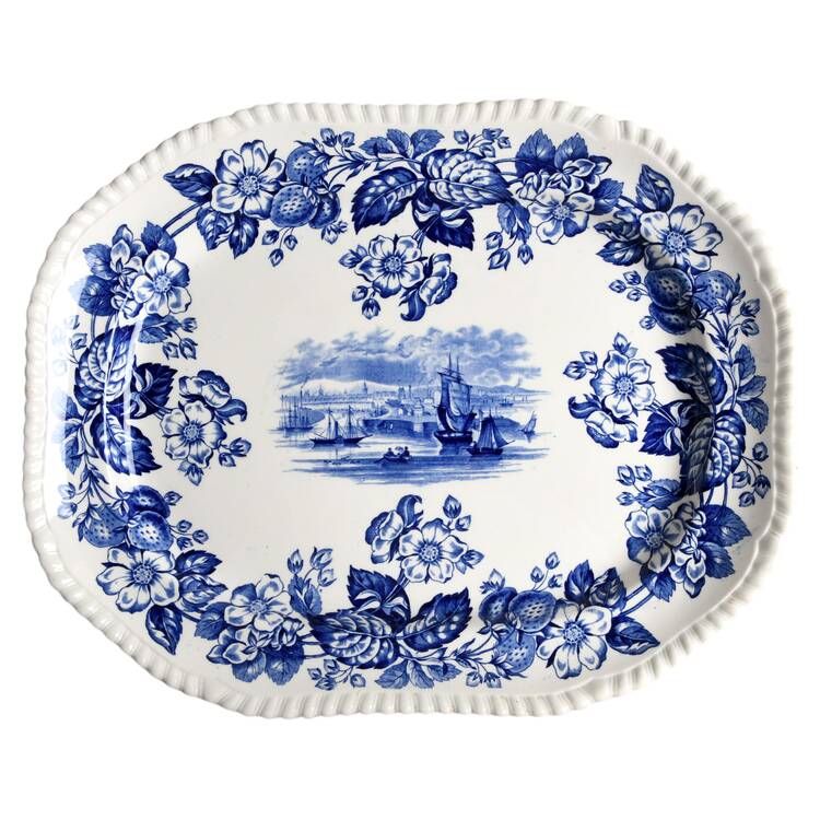 Old Salem Blue 15" Oval Serving Platter