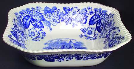 Old Salem Blue 9" Square Vegetable Bowl