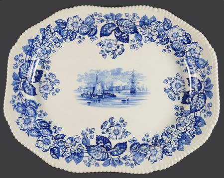 Old Salem Blue 22" Oval Serving Platter