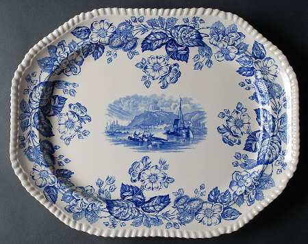 Old Salem Blue 17" Oval Serving Platter